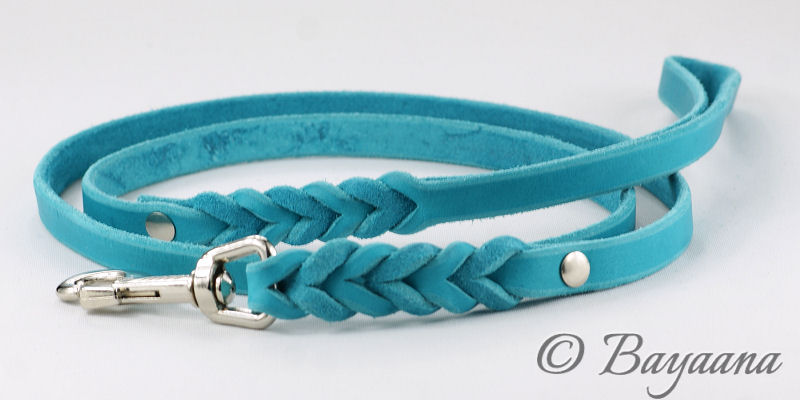 Oiled leather lead - turquoise