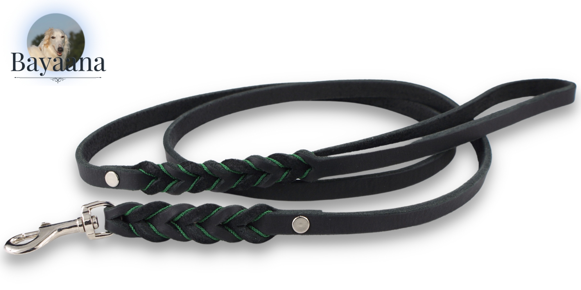 Oiled Leather Lead Black and Green