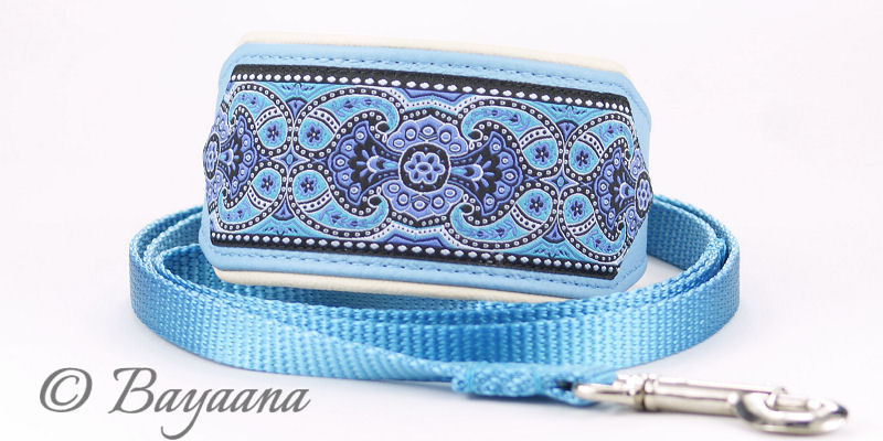 Sighthound Collar and matching lead, light blue