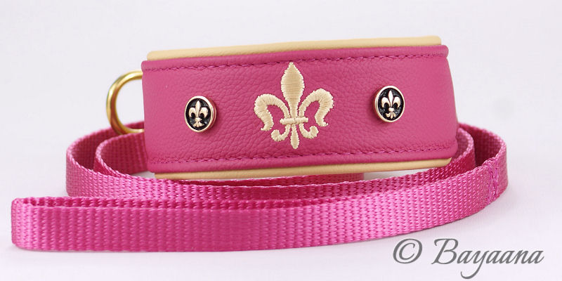Sighthound Collar with matching dog lead, hot-pink
